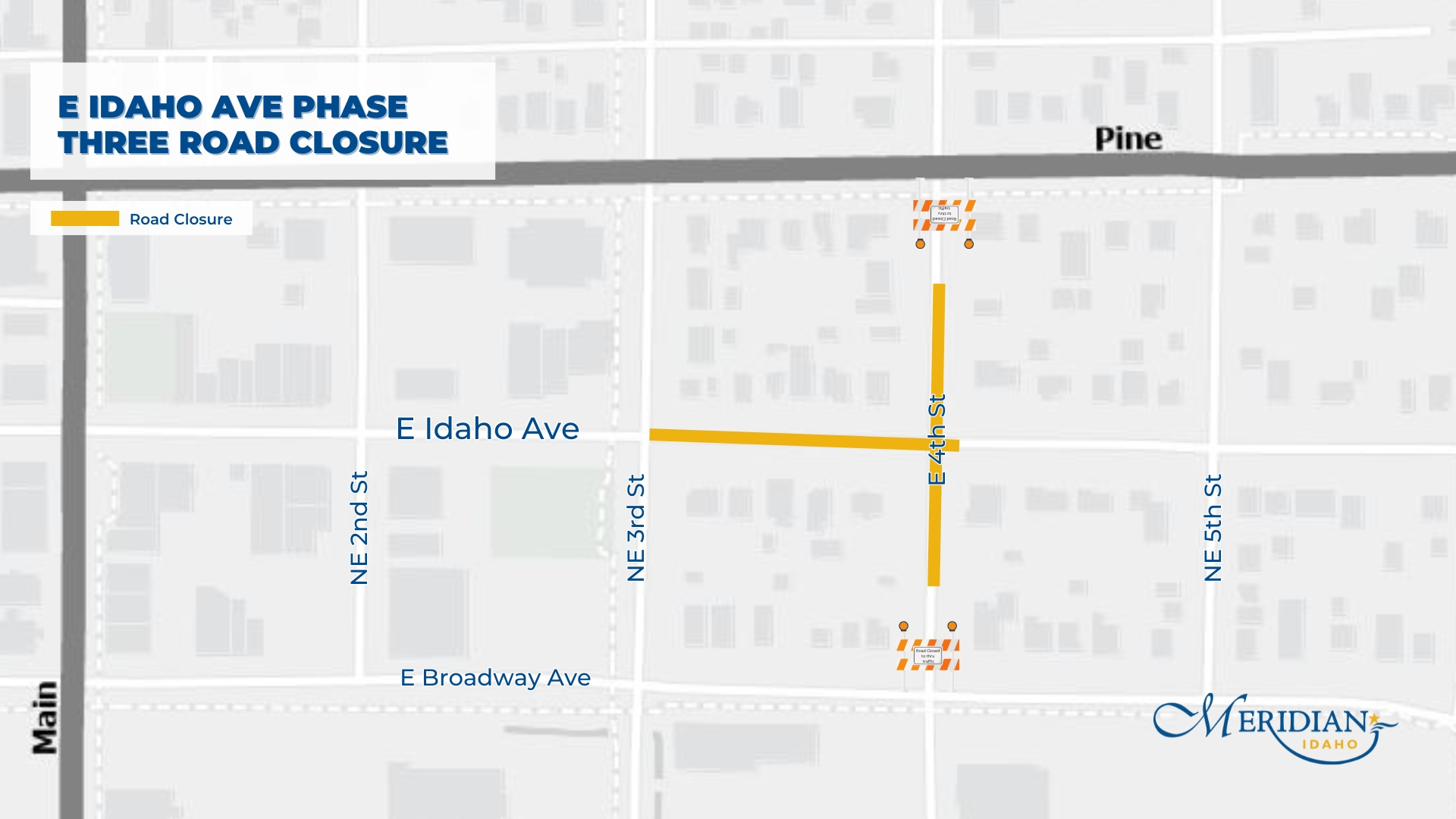 E Idaho Ave Phase Three road closure map