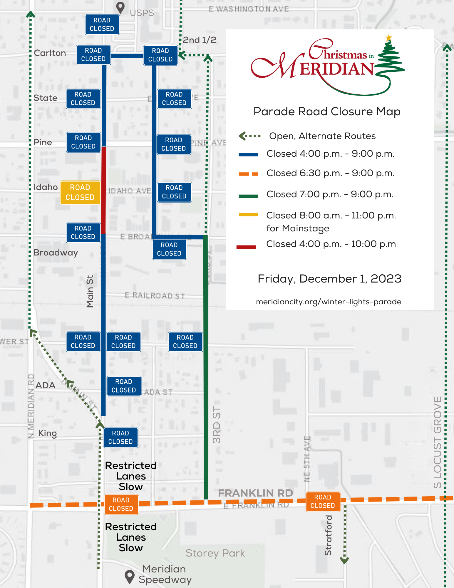 Meridian Winter Lights Parade Road Closure